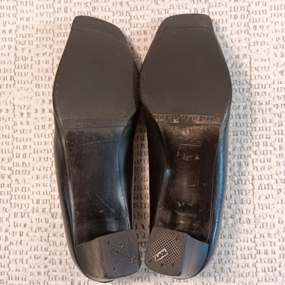 Paul Green women's black leather square toe career business pumps 8.5 US / 6 UK